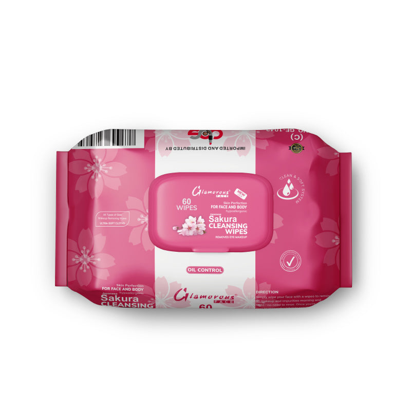 Glamorous Face Cleansing Makeup Remover Wipes Large 60 Pieces