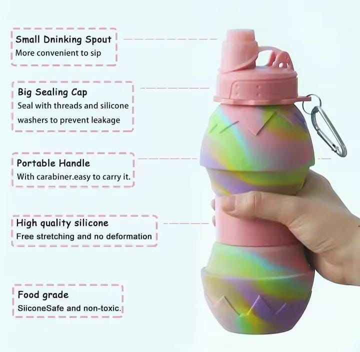 COLLAPSIBLE FOLDING WATER BOTTLE SILICONE MATERIAL