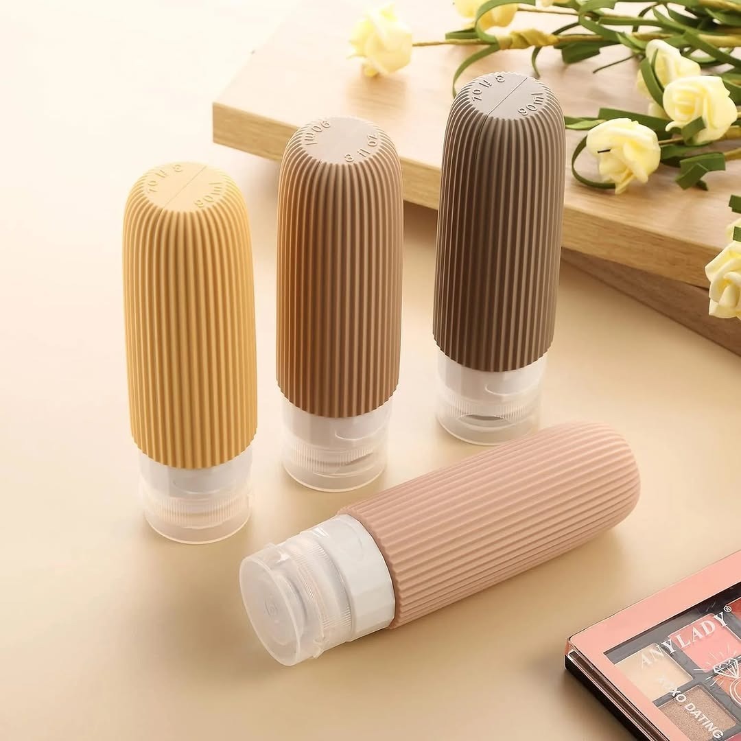 Portable Squeezable Silicone Travel Bottles For Toiletries 4Pcs Set