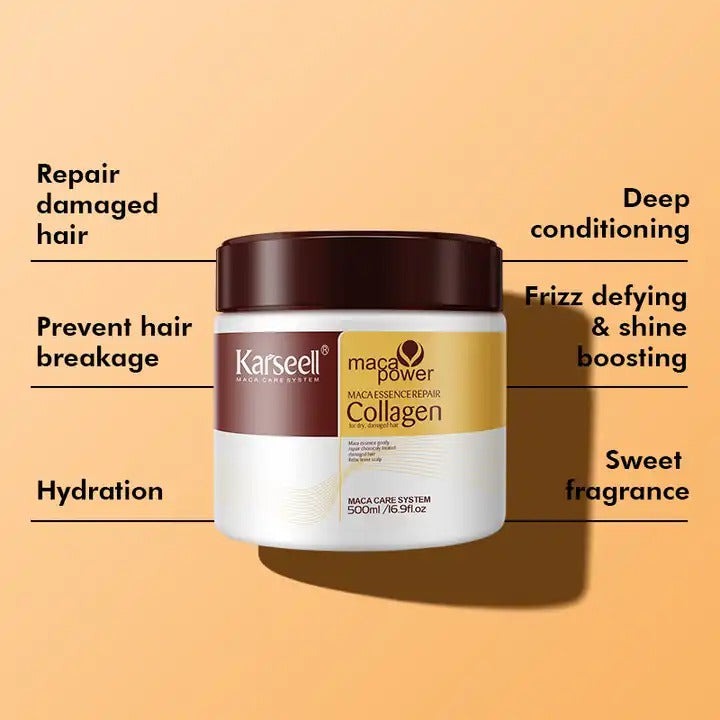 Karseell Collagen Hair Mask - Deep Conditioning Treatment for Dry Damaged Hair, All Hair Types - Natural Argan Oil