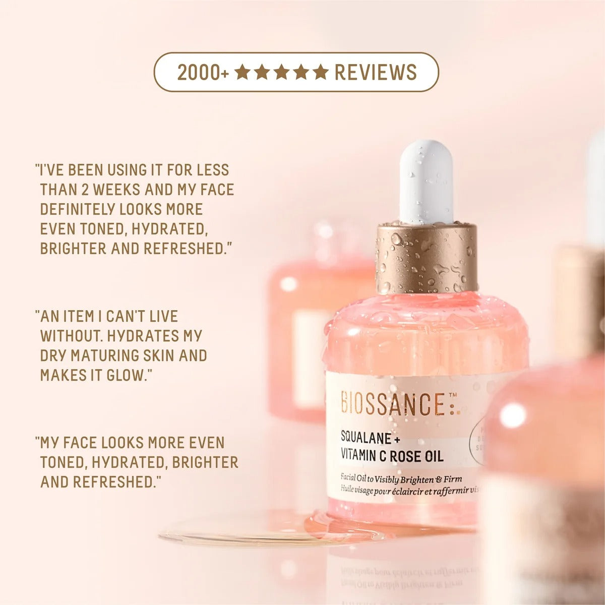 BIOSSENCE Squalane + Vitamin C Rose Oil