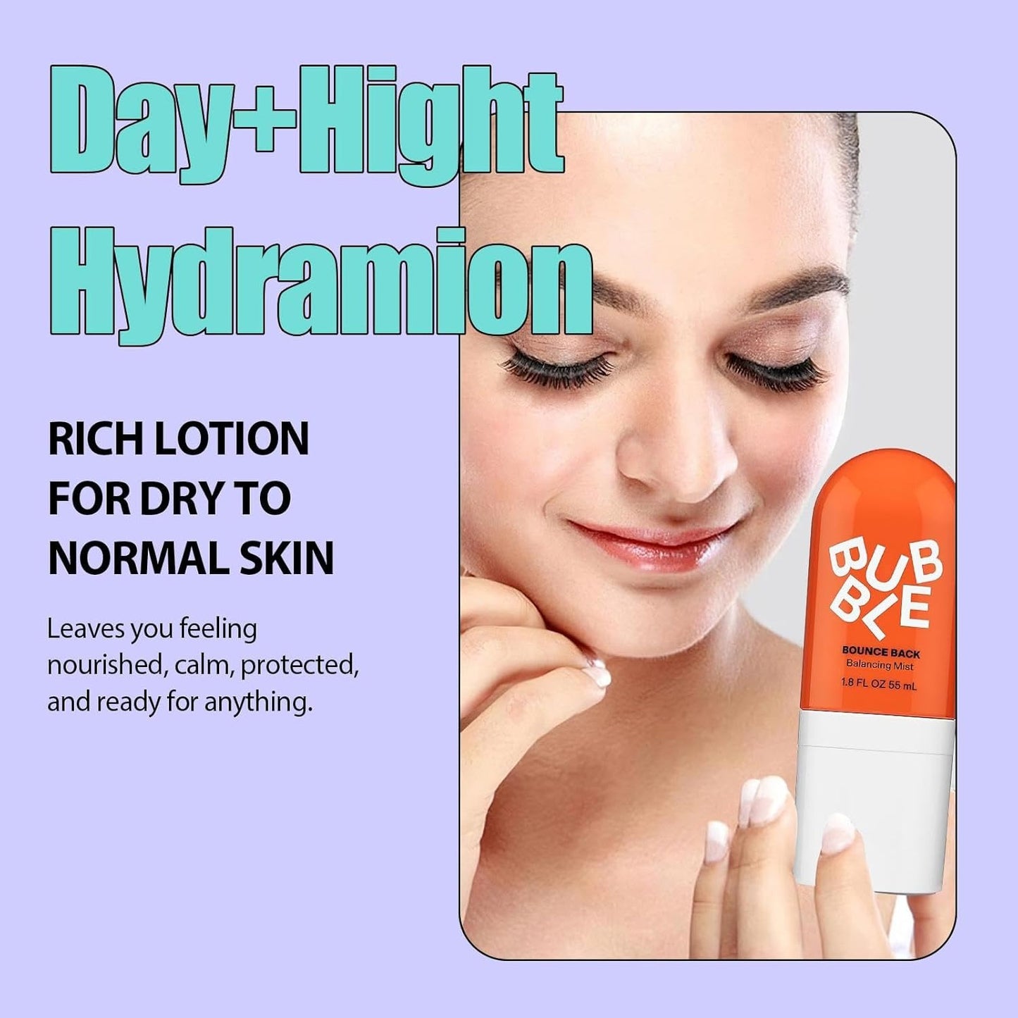 Bubble Skincare Slam Dunk Moisturizing and Refreshing Spray for Normal to Dry Skin,Toner Spray|Bubble Skincare Set with Vitamin E+Aloe Vera Juice for Radiant Complexion Bounce Back Balancing