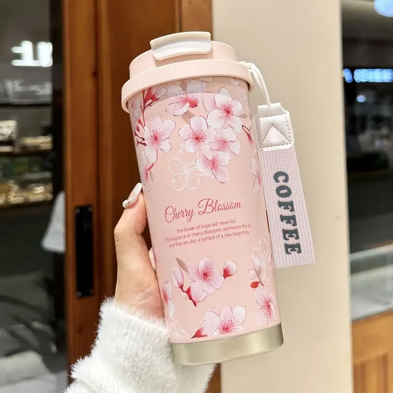 High Quality 17oz Stainless Steel 316 Insulated Cup Flower Art Travel Coffee Mug