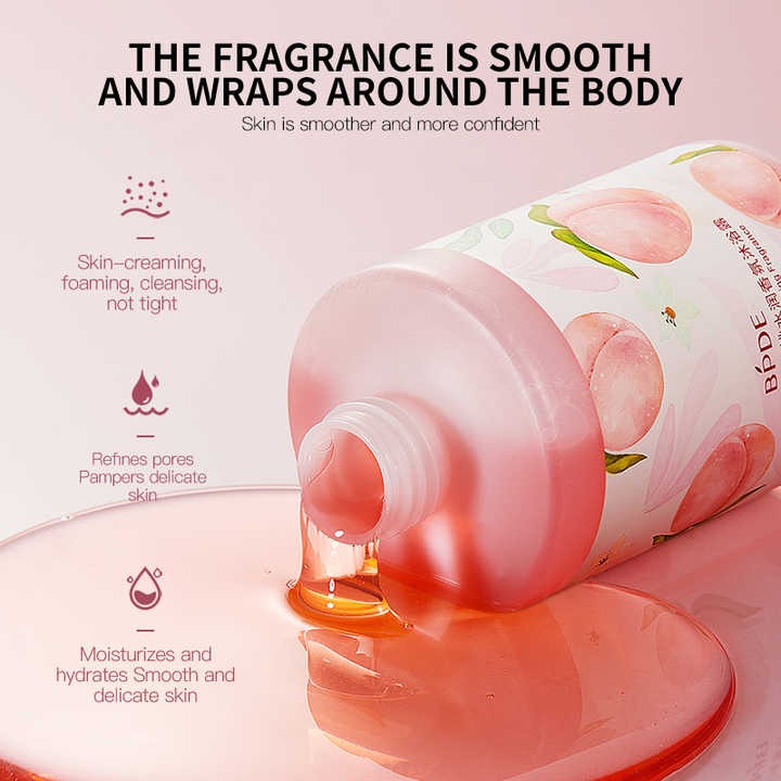 BPDE Natural Body Wash Peach Refreshing Moisturizing Shower Gel
