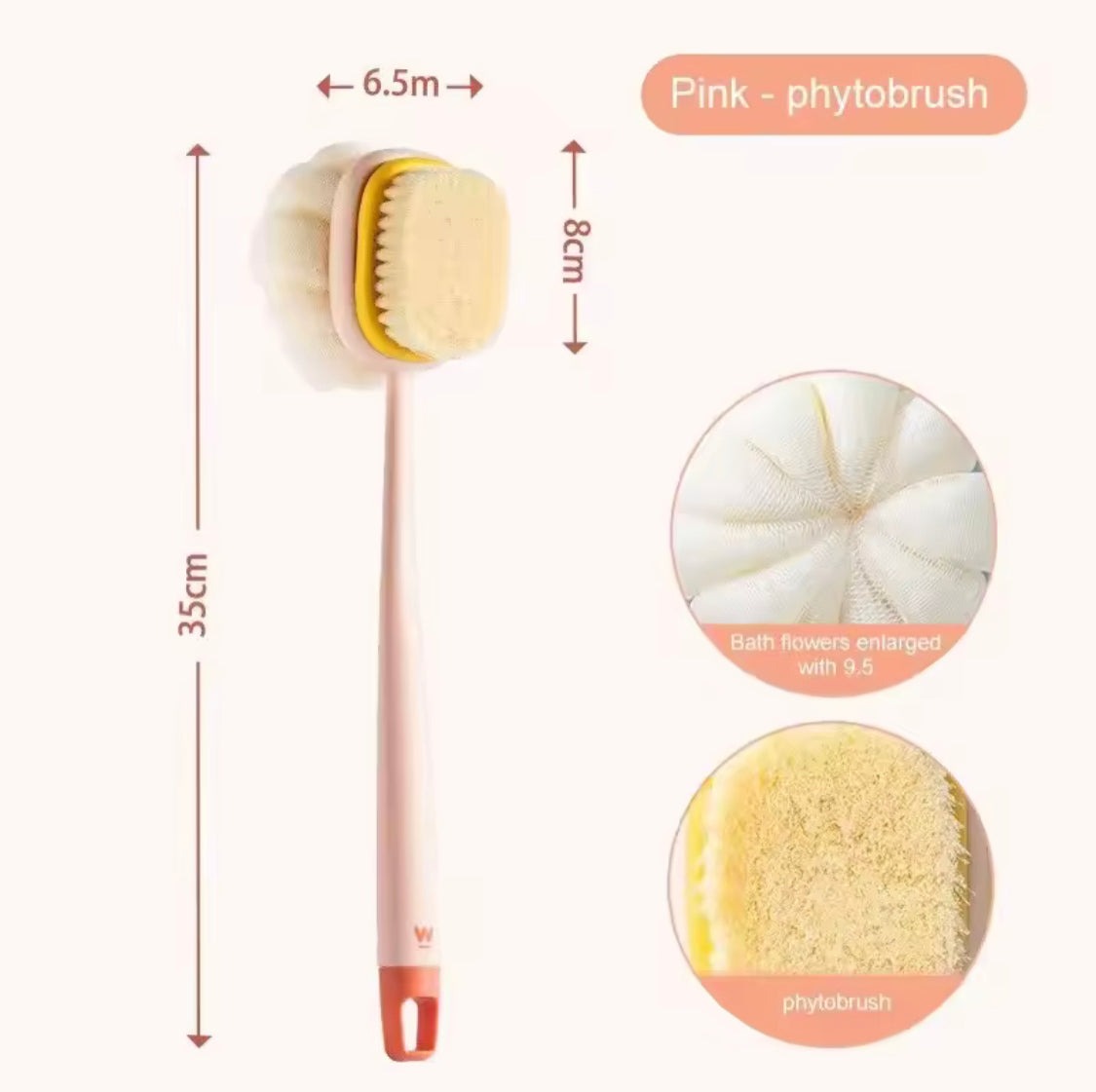 Double Sided Back Scrubbing Brush, Scrubber Brushes With Handle, Exfoliating Scrub Bathroom Loofah Brush