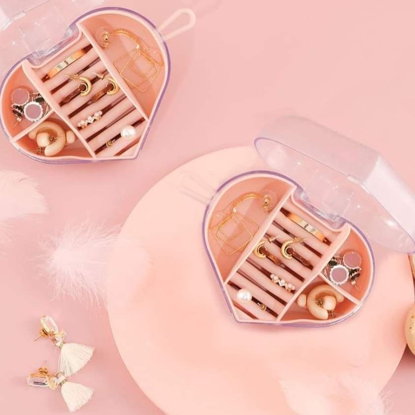 Creative Heart Shape Jewelry Box, Cute Mini Jewelry Organizer, Small Jewelry Case For Travel, Mini Jewelry Case For Earrings and Rings