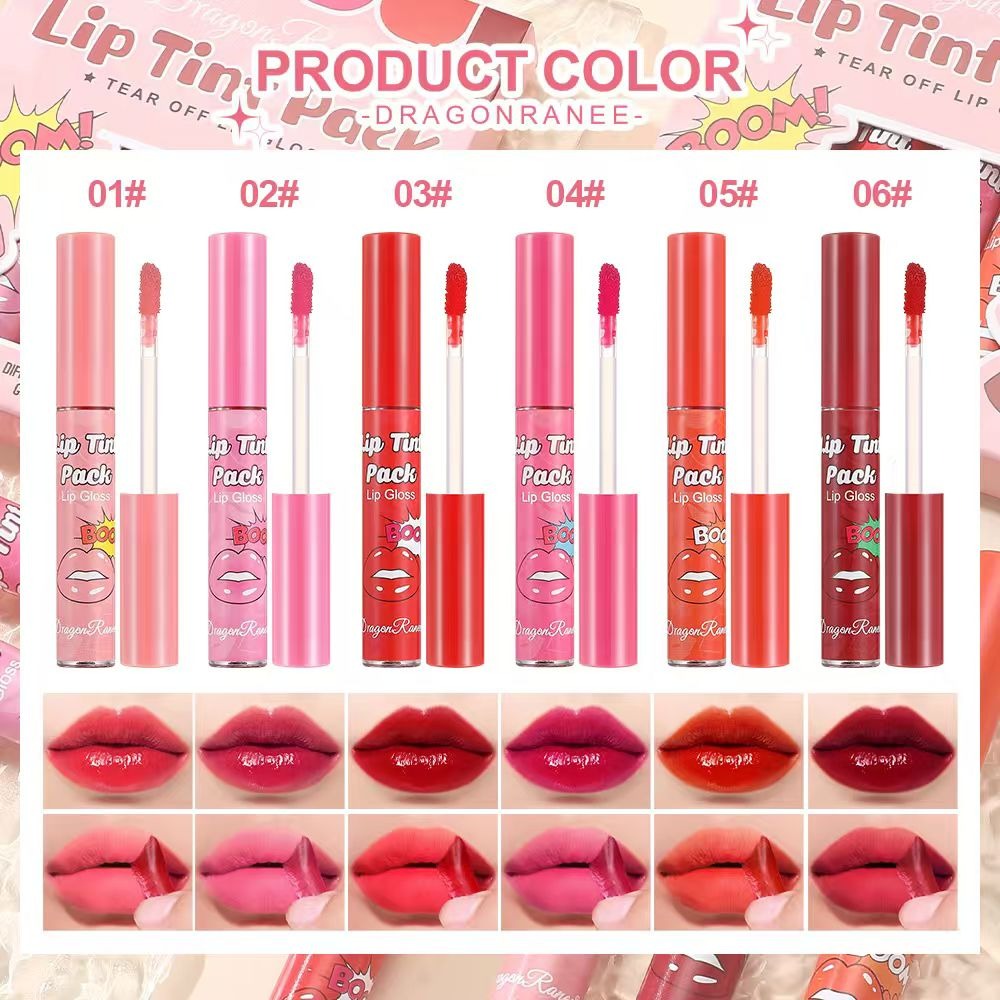 Dragon Ranee Pack of 6 Long-Lasting & Natural Effect Waterproof Lip Tint