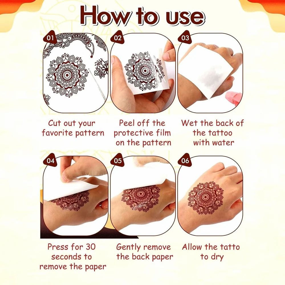 Mehndi Temporary Tattoo (PACK OF 5 RANDOM)