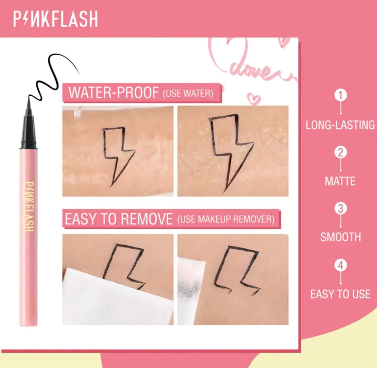 PINKFLASH Professional Long-Lasting Waterproof Liquid Quick Dry Eyeliner