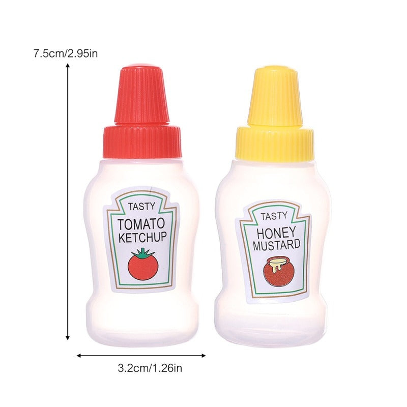 2-Pc Mini Squeeze Bottles Set – Refillable Sauce Bottles for Lunch Box, Ketchup & Dressings