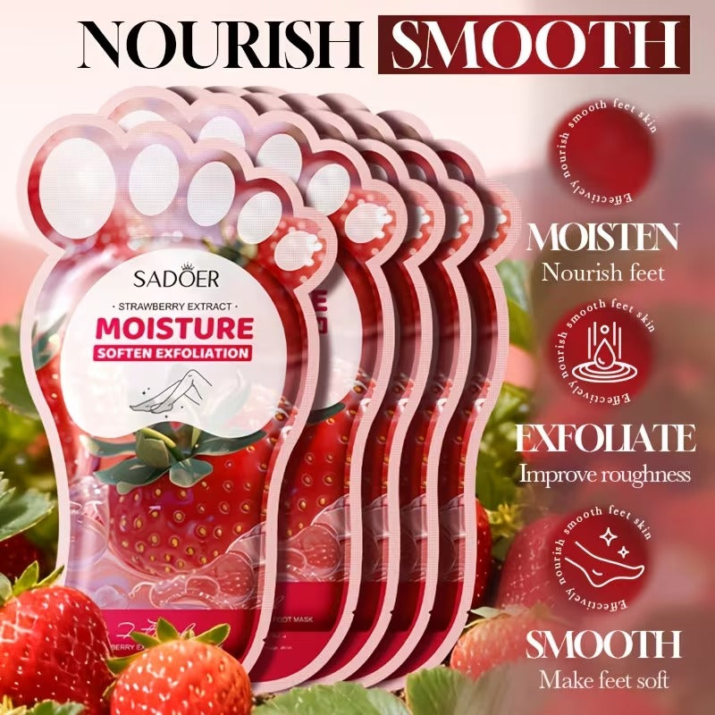 Sadoer Strawberry Foot Mask Strawberry Extract, Niacinamide & Hyaluronic Acid