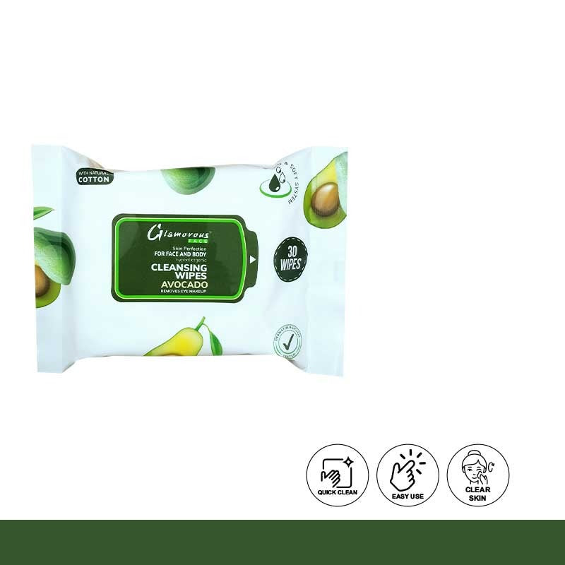 Glamorous Face Cleansing Makeup Remover Wipes Large 30 Pieces