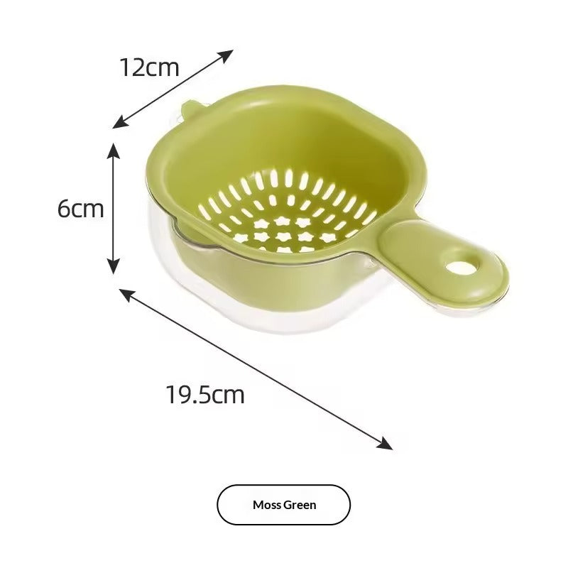 Food Grade Drainage Basket Fruit Washing Artifact Dopamine Thick Wall Hanging Basket Kitchen Dishwashing Fruit Double Basket