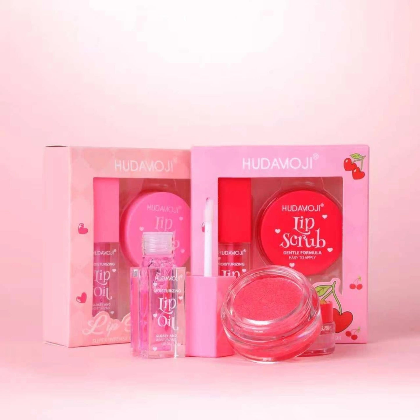 Hudamoji Lip Gloss & Lip Scrub Set – Nourishing Lip Care Duo for Soft, Glossy Lips