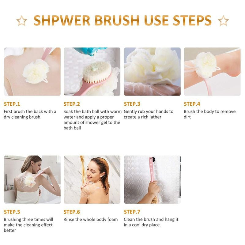 Bath Brush Shower Loofah Sponge – Skin Health & Beauty Multicolor