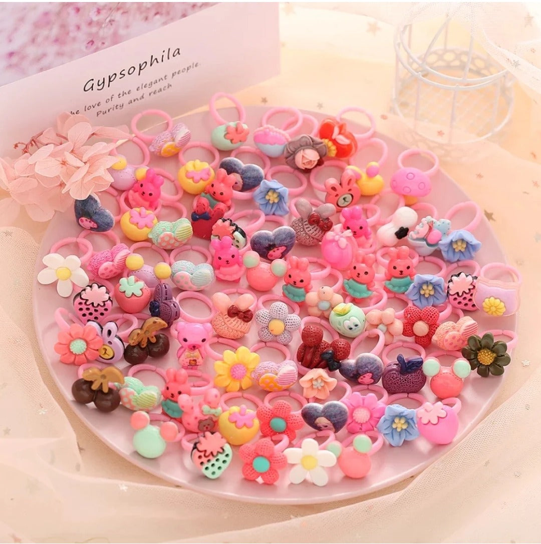Girls Cartoon Rings 2Pc Set Random Character