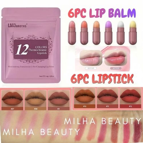 LMG Brothers 12pcs Mini Capsule Lipstick & Lip Balm Set