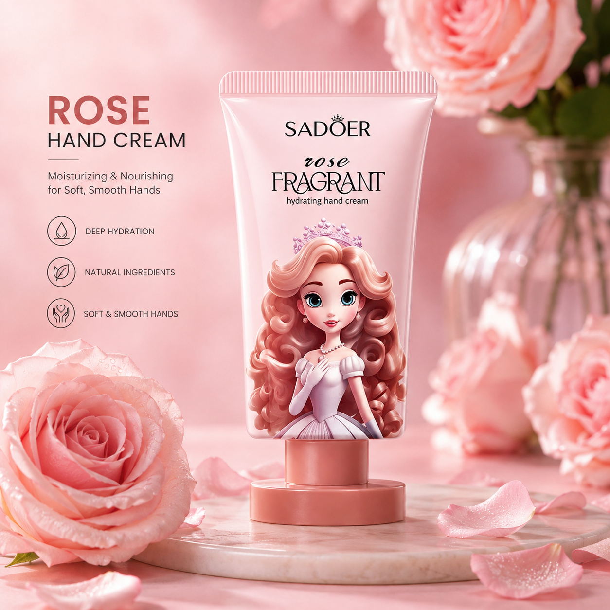 Sadoer Rose Fragrance Nourishing Hand Cream For Soft And Hydrated Skin