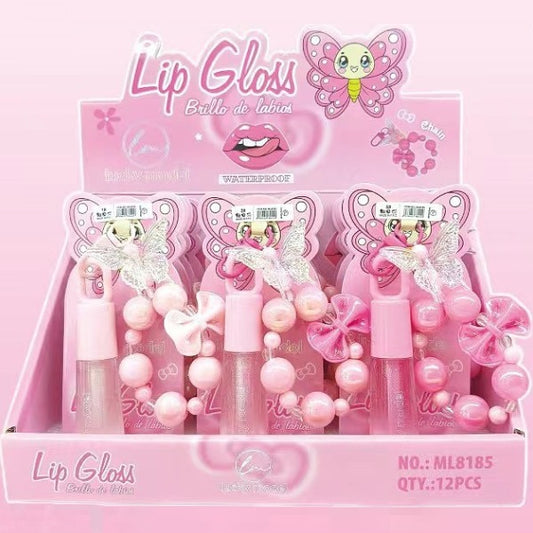 Lucky Model Butterfly Lip Gloss with Keyring/Bag Charm (various shades)