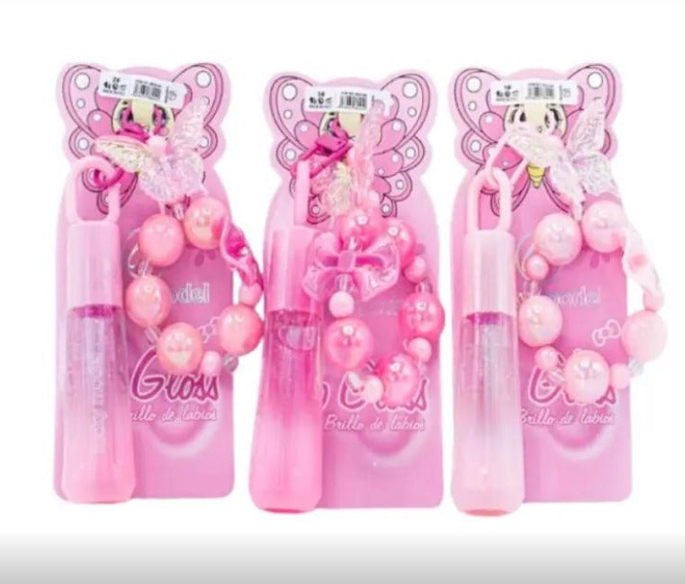 Lucky Model Butterfly Lip Gloss with Keyring/Bag Charm (various shades)