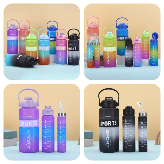 3pcs Sports Colourful Water Bottle Set