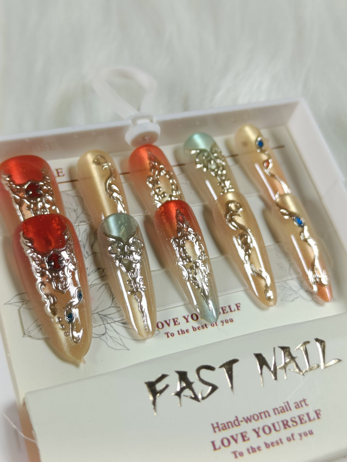 Cat Eye Fake Nails Handmade