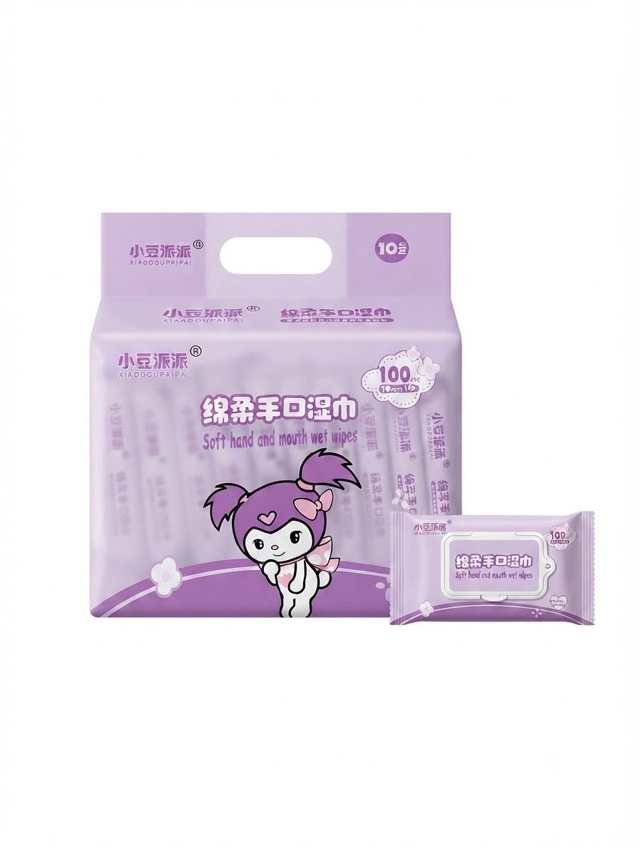Mini Pocket Wet Wipes with Cartoon Designs 100Pc Pack