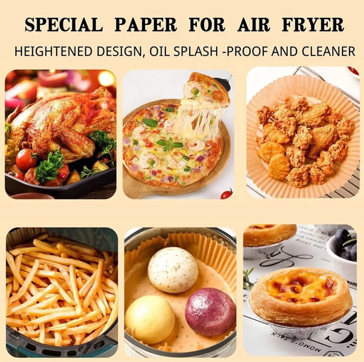50Pcs Disposable Air Fryer Baking Paper Liners – Non-Stick, Oil-Proof & Easy Cleanup