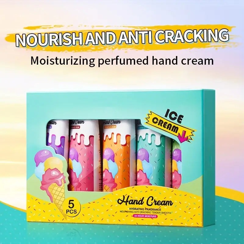 Sadoer 5Pcs Ice Cream Hydrating Fragrance Hand Cream