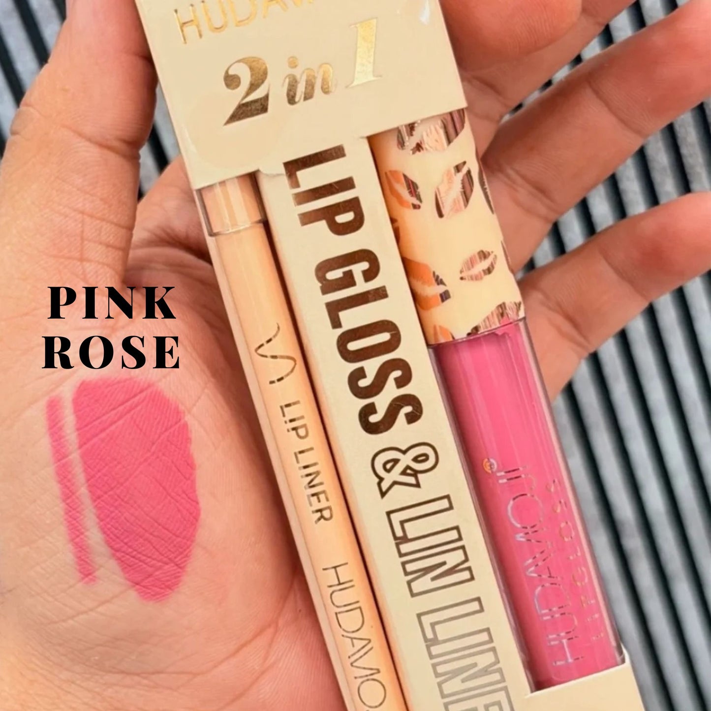  HUDAMOJI 2-in-1 Lip Combo  Lipgloss + Lipliner Set 
