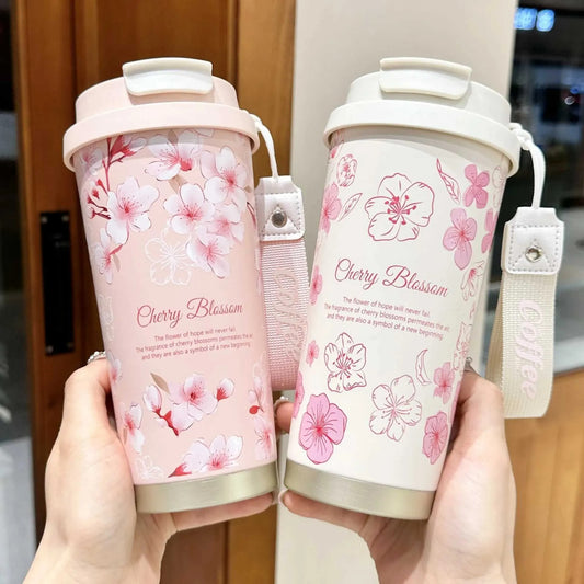 High Quality 17oz Stainless Steel 316 Insulated Cup Flower Art Travel Coffee Mug