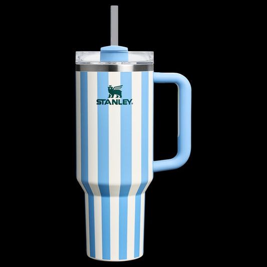 Stanley Quencher H2.0 Tumbler 40 oz -Cabana Stripes Cornflower