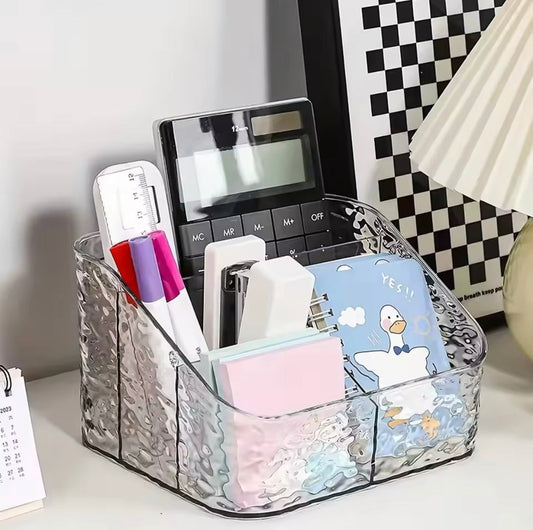 Acrylic Cosmetic Organizer, Transparent Makeup And Skincare Product Holder, Office Desk Stationery Box