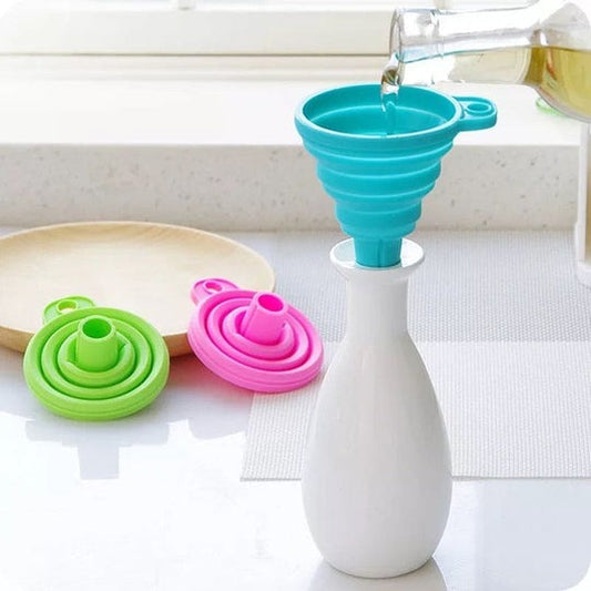 Flexible Silicone Foldable Kitchen Funnel, Liquid Oil Hopper Tool Kitchen Funnels for Bottle Liquid Transfer