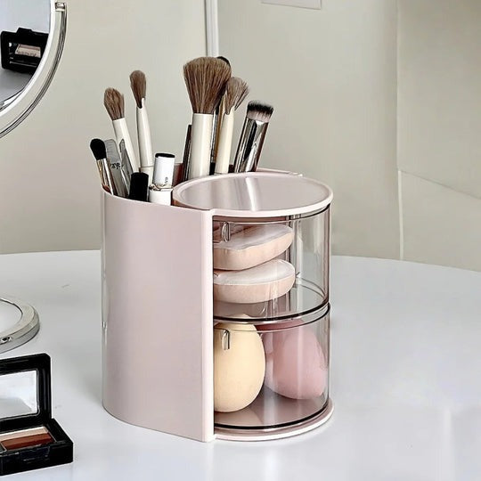Smart Vanity Organizer, Rotating Makeup Storage Box, Mini Makeup Organizer, Dustproof Cosmetic Organizer