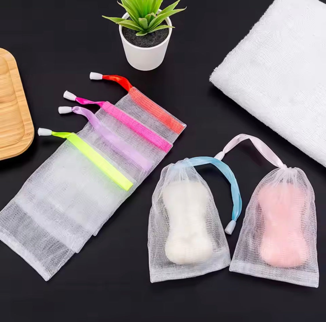 Soap Saver Bag, Soap Foaming Net for Bath, Hanging Net Soap Mesh Bag
