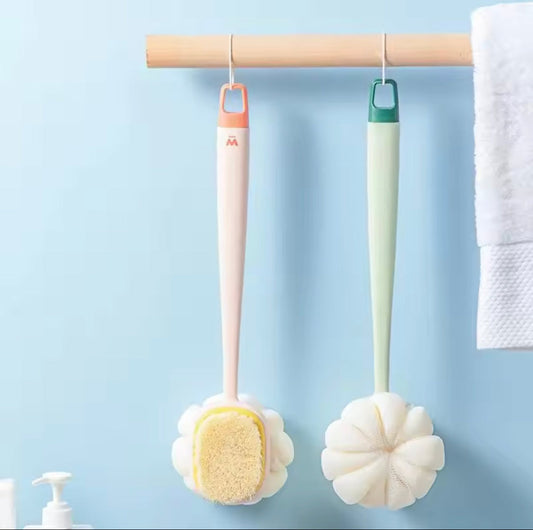 Double Sided Back Scrubbing Brush, Scrubber Brushes With Handle, Exfoliating Scrub Bathroom Loofah Brush
