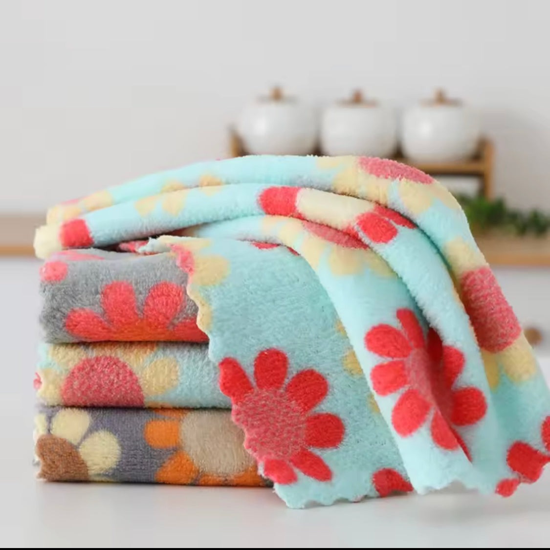 Set Of 5 Kitchen Cleaning Cloth, Soft Absorbent Dishcloth, Coral Fleece Wiping Towel Rags