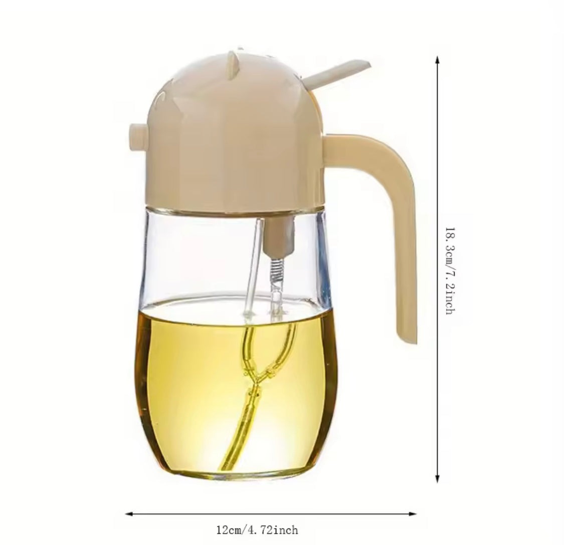 Oil Dispenser Bottle, Vinegar Soy Sauce Spray Pour Oil Container, Home Barbecue Air Fryer Glass Baking Oil Kettle, Glass Container with Decorative Design For Cooking Oil