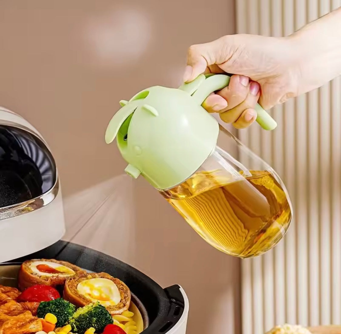 Oil Dispenser Bottle, Vinegar Soy Sauce Spray Pour Oil Container, Home Barbecue Air Fryer Glass Baking Oil Kettle, Glass Container with Decorative Design For Cooking Oil