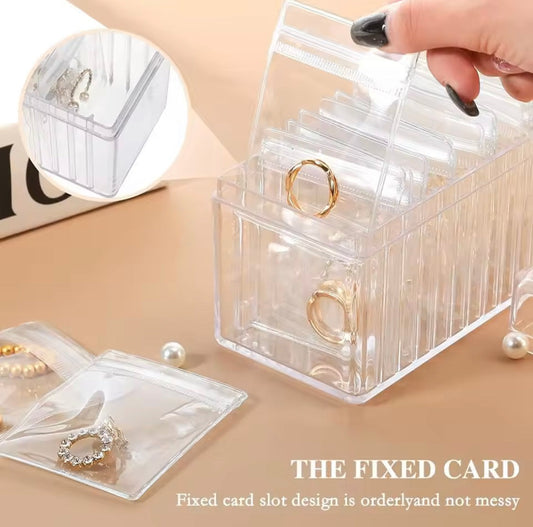 Jewelry Organizer With 20 Mini Pouches, Transparent Waterproof Earring Jewelry Storage Box, Acrylic Jewelry Box With 20 Anti Tarnish Jewelry Pouch