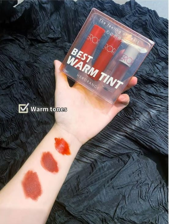 HERORANGE 3Pcs Tinted Lip Gloss Velvet Matte Waterproof Lip Gloss