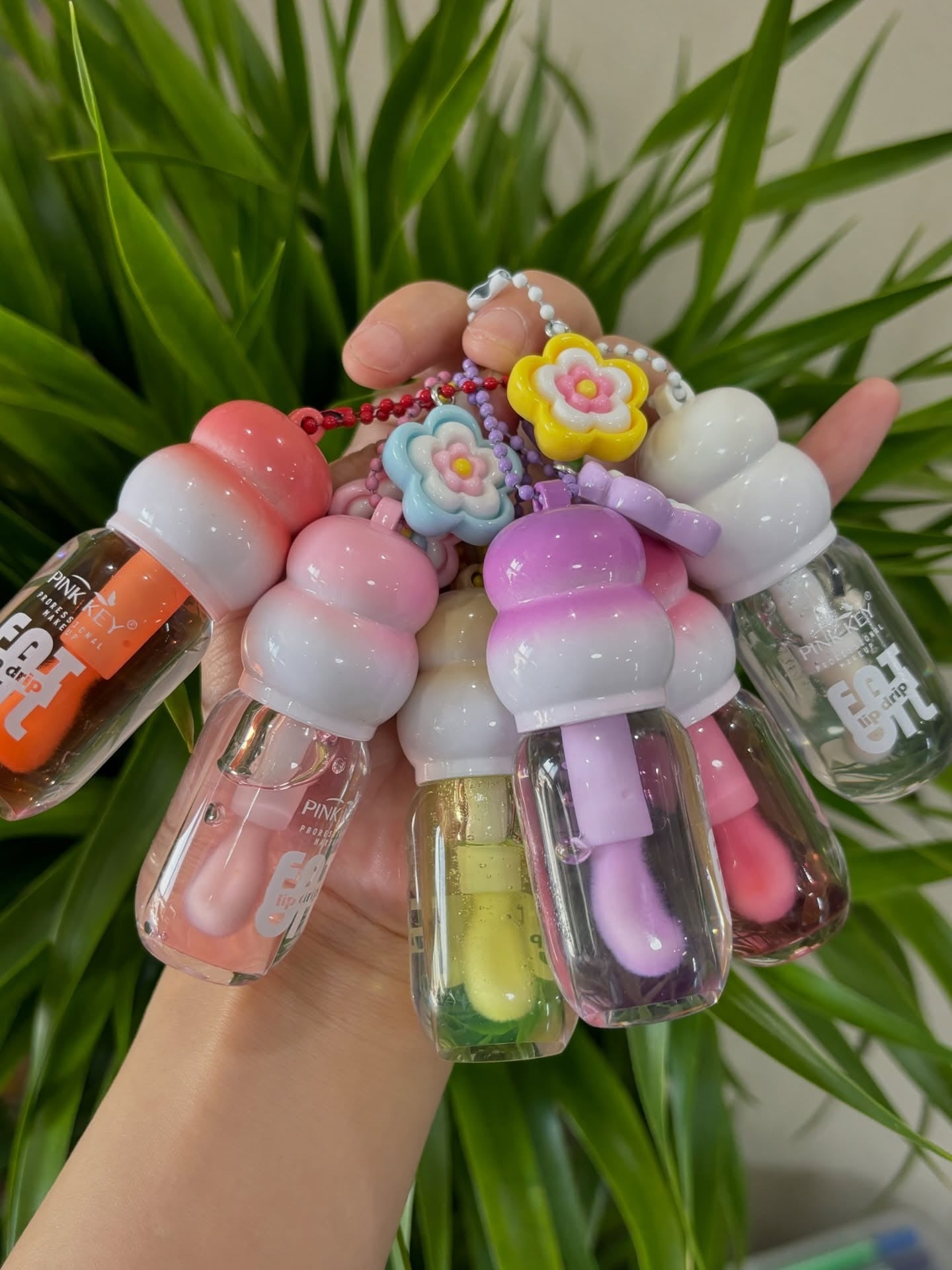 Pink Key Keychain Lip Oil