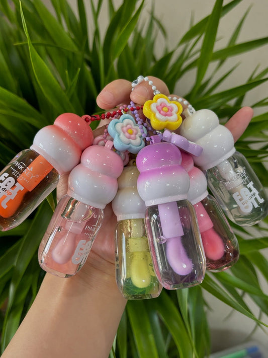 Pink Key Keychain Lip Oil