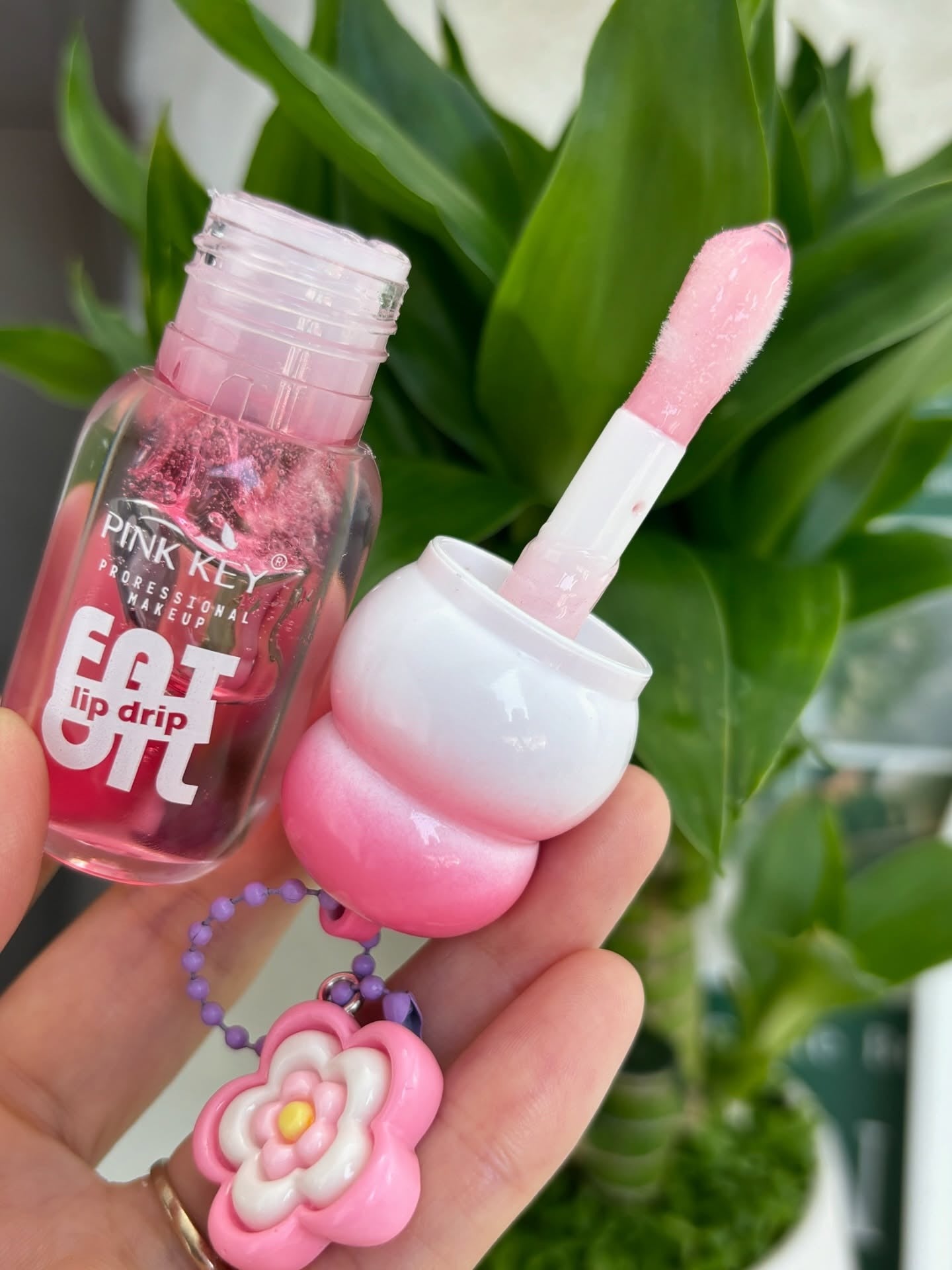 Pink Key Keychain Lip Oil