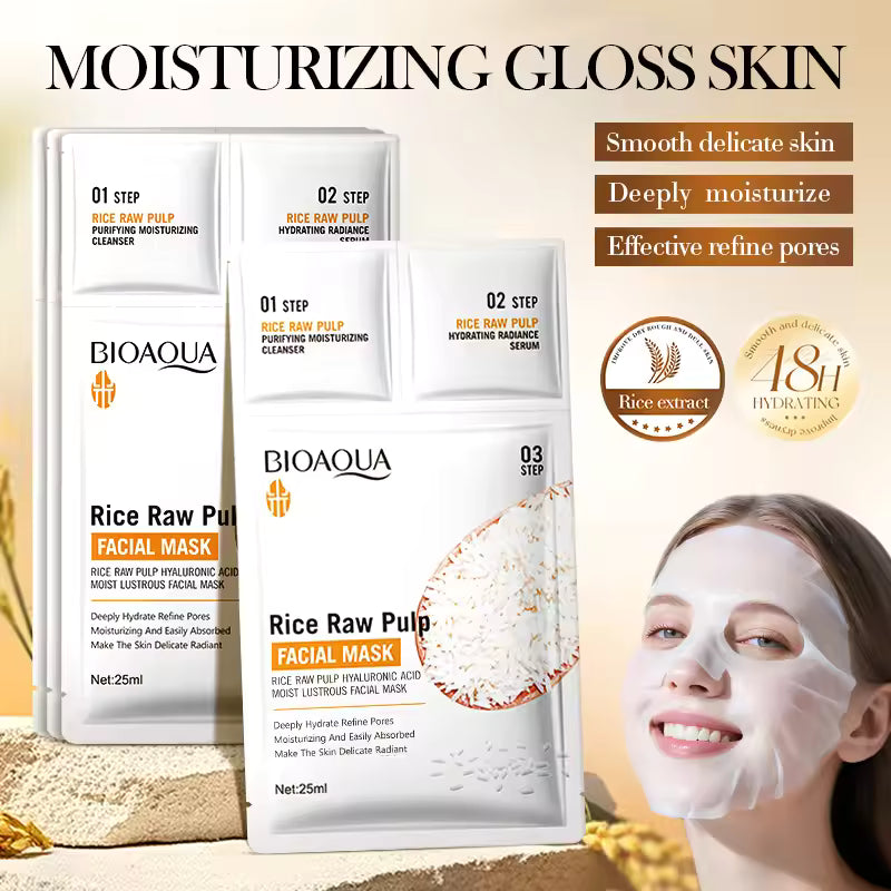 Bioaqua 3 Step Rice Raw Pulp Facial Mask