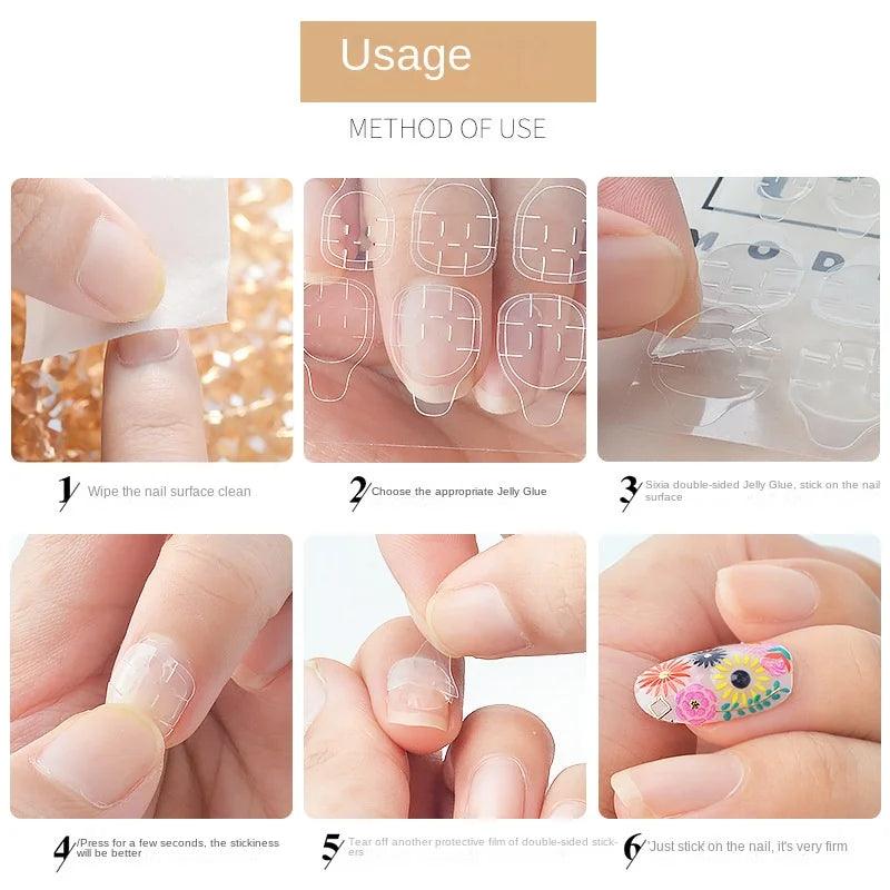 10 Sheets Nail Stickers Sheet Tape Double Side Sticker
