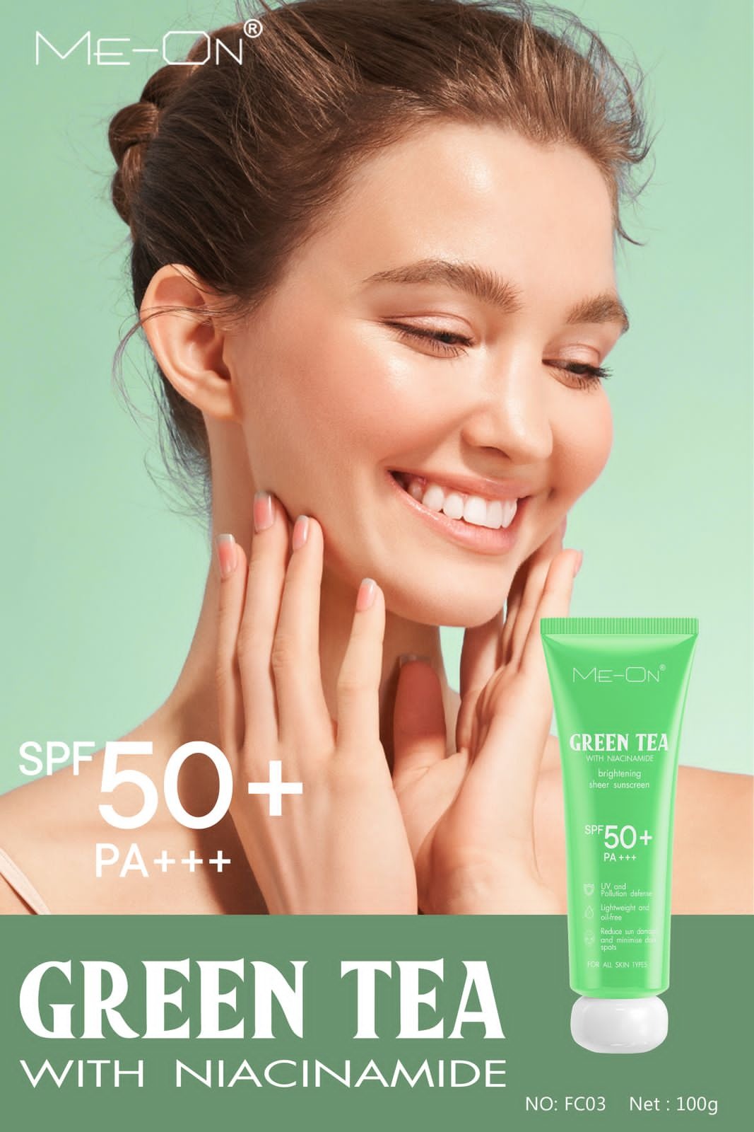 MEON Sunscreen SPF50 +++ (Green Tea, 50, Sun Protection Factor (SPF))