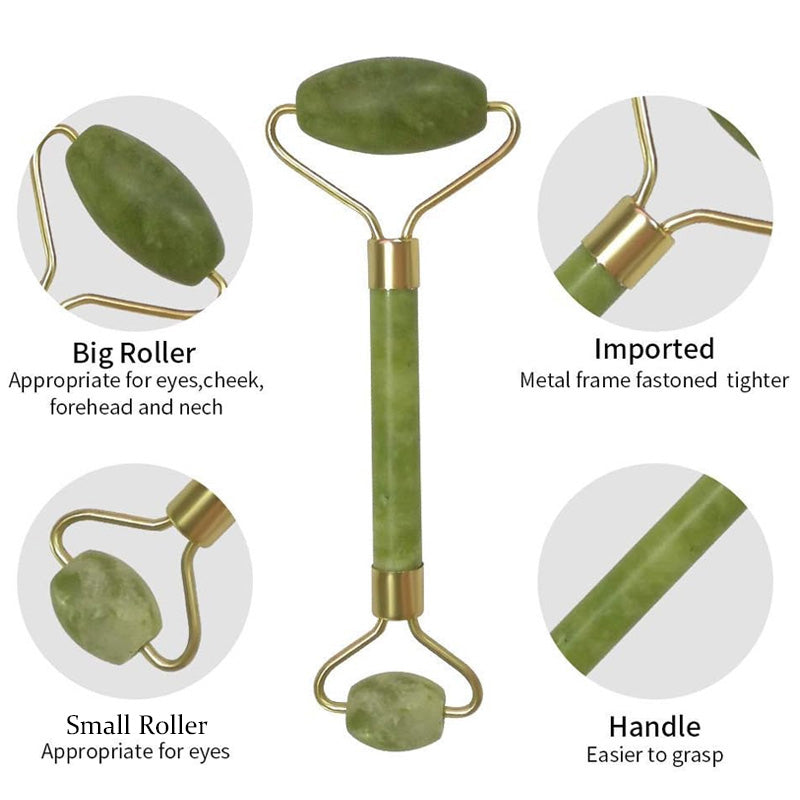 2-in-1 Natural Jade Facial Roller – Anti-Aging Face Massager for Glowing Skin