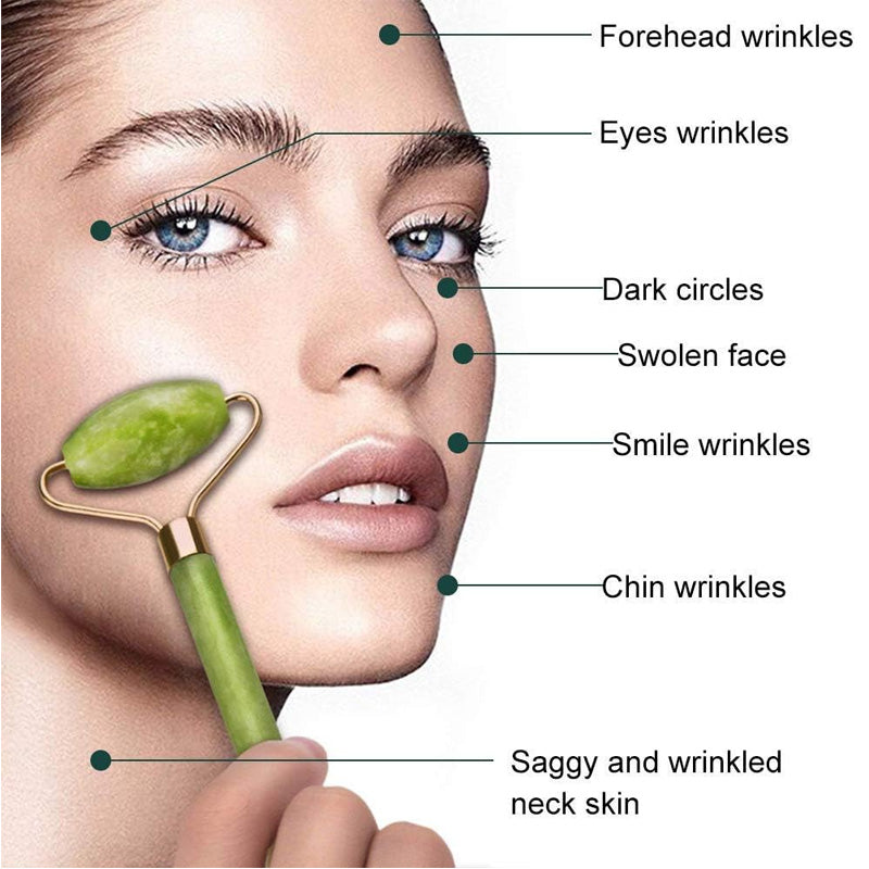 2-in-1 Natural Jade Facial Roller – Anti-Aging Face Massager for Glowing Skin